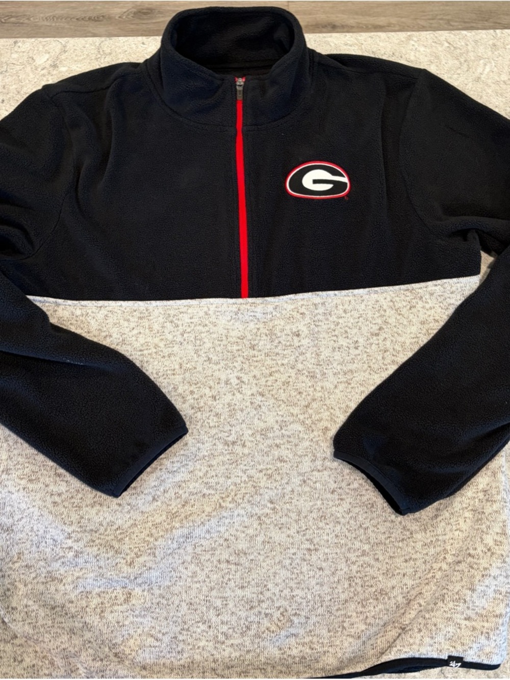 Georgia Bulldogs ‘47 Black and Gray Half-Zip Performance Jacket with Red Trim-XL